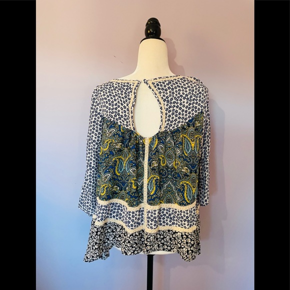 Anthropologie Freeway mixed print boho blouse - Picture 3 of 4